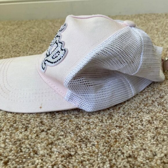 Juicy Couture Trucker Hat Light Pink W/ Rhinestone Mesh Womens Adjustable Flaws